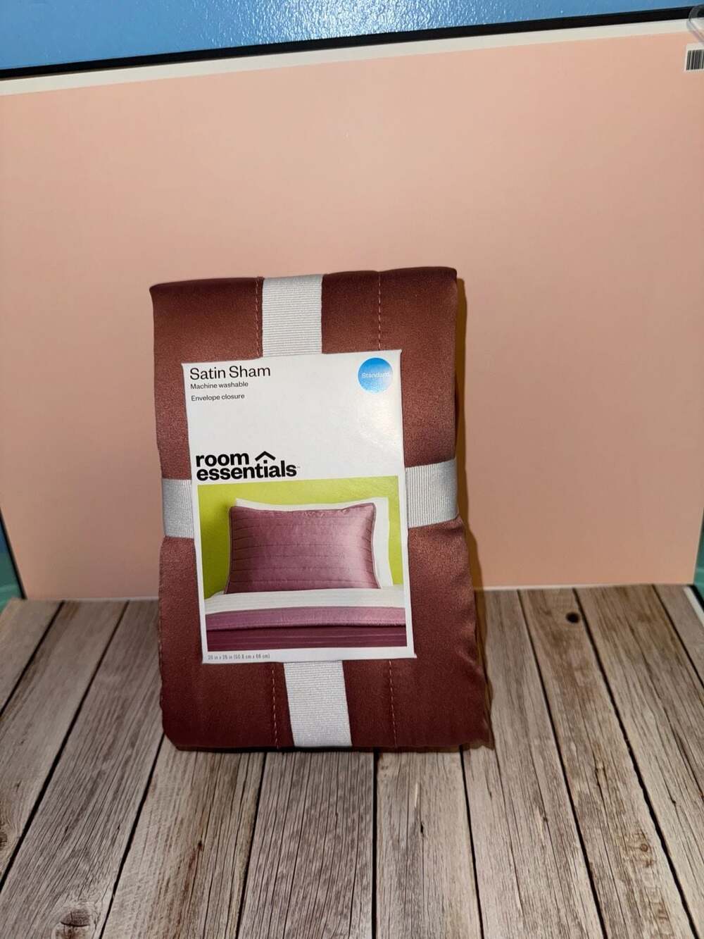 2- Room Essentials Standard Satin Sham Rust 20" x 26"